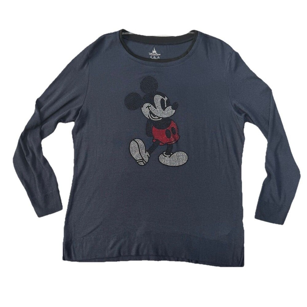 Disney Parks Mickey Mouse Rhinestone Long Sleeve Top Women’s Sz XL